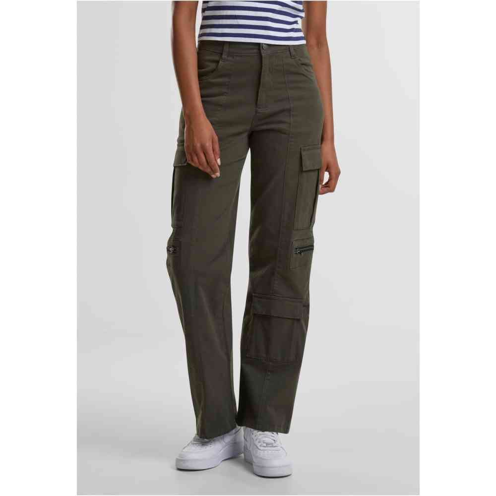 Urban Classics - Loose Utility Stretch Twill Cargobroek - Olijfgroen